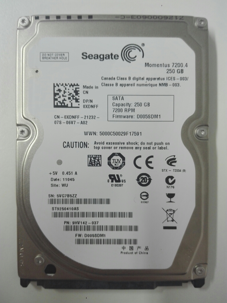 rima Sip roto Disco duro Seagate 250GB SATA 2.5" | Discos Duros